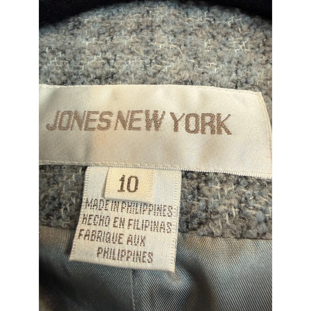 Jones New York Gray Tweed Wool Blend Cropped Jacket Blazer Size 10 - Picture 3 of 6